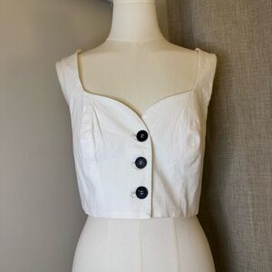 Zara Womans Shirt Crop Top Size XS White Sweetheart Neckline